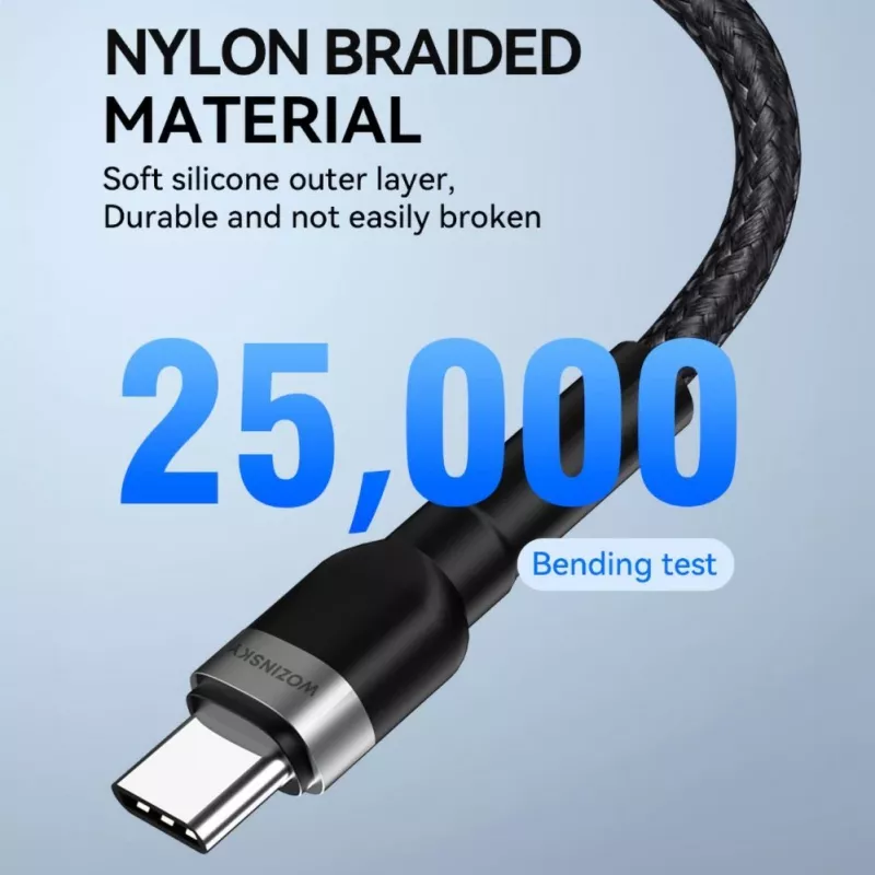 Wozinsky 1 m USB-C auf USB-C Kabel 60W PD Schnellladung & Datensync Schwarz