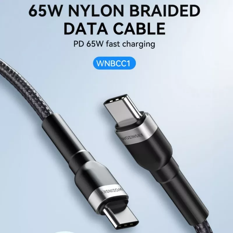 Wozinsky 1 m USB-C auf USB-C Kabel 60W PD Schnellladung & Datensync Schwarz