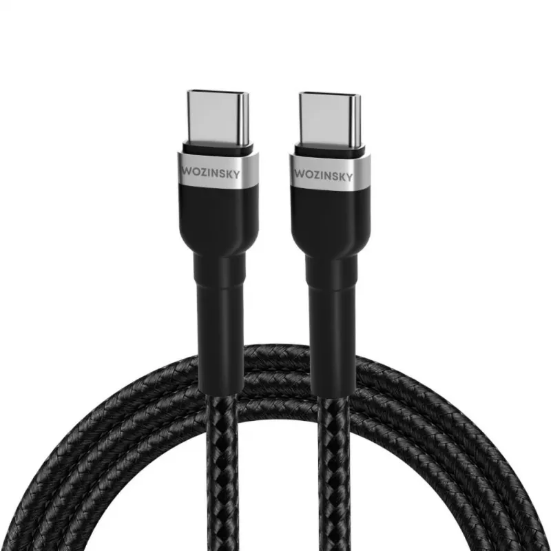 Wozinsky 1 m USB-C auf USB-C Kabel 60W PD Schnellladung & Datensync Schwarz