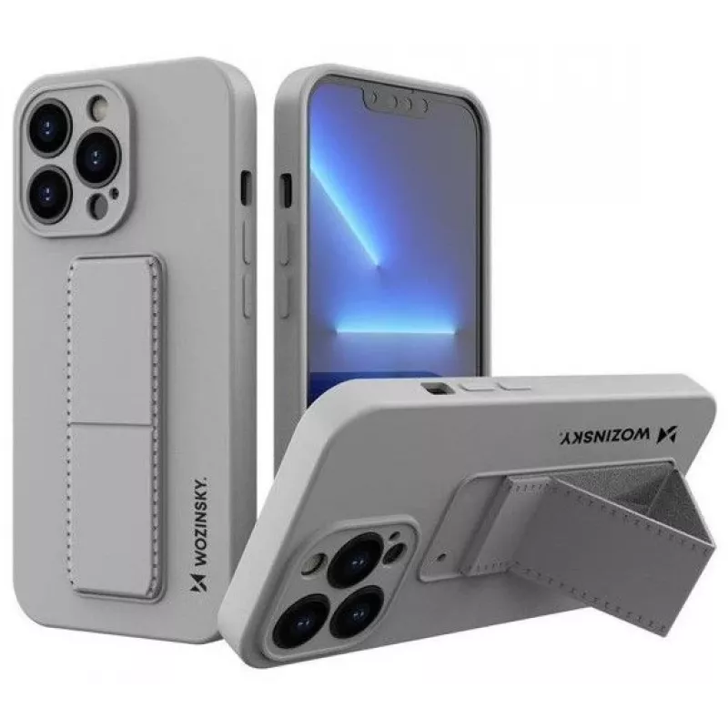 Wozinsky Apple iPhone 13 Kickstand Case Silikonhülle mit Standfuß Grau