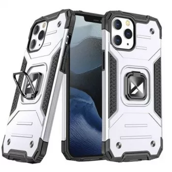Wozinsky Apple iPhone 13 Ring Armor Hülle mit Standfuß, Robustes Stoßfestes Cover, Silber