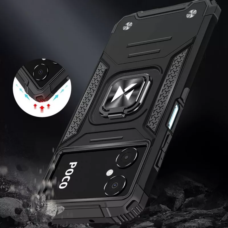 Wozinsky Ring Armor Case für Google Pixel 7 Pro - Gepanzerte Hülle mit magnetischem Haltering - Schwarz