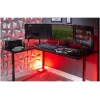 X Rocker 2022068 L-förmiger Eck-Gaming-Schreibtisch mit RGB-LED-Beleuchtung, Carbonfaser-Optik, Schwarz