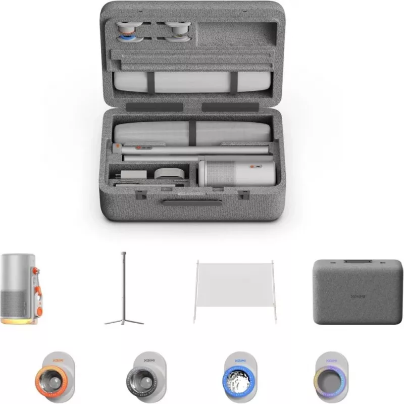 XGIMI Mogo 4 Bundle - Full HD tragbarer Projektor mit Android TV 11.0, 400 ISO-Lumen, Harman Kardon Lautsprecher, automatische Trapezkorrektur, Autofokus, intelligente Hindernisvermeidung, intelligente Bildschirmanpassung, HDR10, 90 % DCI-P3, USB-C Power 