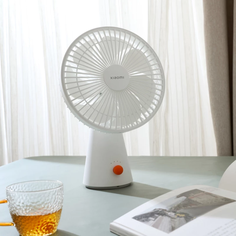 Xiaomi Wiederaufladbarer Mini-Ventilator BHR6089GL 2000mAh USB tragbarer Handventilator mit abnehmbarem Sockel, 4 Geschwindigkeiten, bürstenloser Motor, Weiß