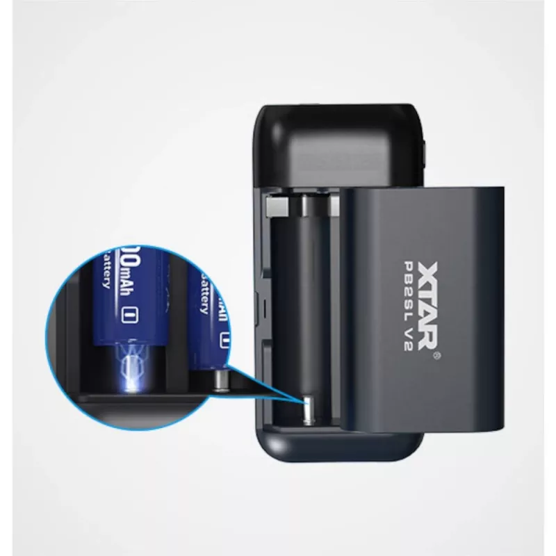 XTAR PB2SLV2 18650 Batterieladegerät und Powerbank mit USB-C PD3.0 & QC3.0