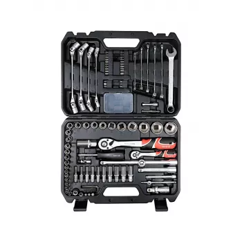 YATO 93-teiliger Steckschlüssel- und Werkzeugsatz 1/4 inch und 1/2 inch Antrieb im Kunststoffkoffer - YT-38784