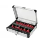 YATO Formfräser 15-teilig - Hartmetallbestücktes Fräser-Set mit 8 mm Schaft, Holzkasten
