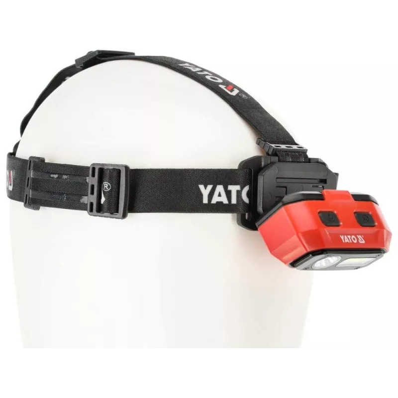 Yato YT-08594 COB LED Werkstattleuchte mit Magnetfuß und Schwenkhaken, 200 lm, 3x AA, Schwarz/Rot