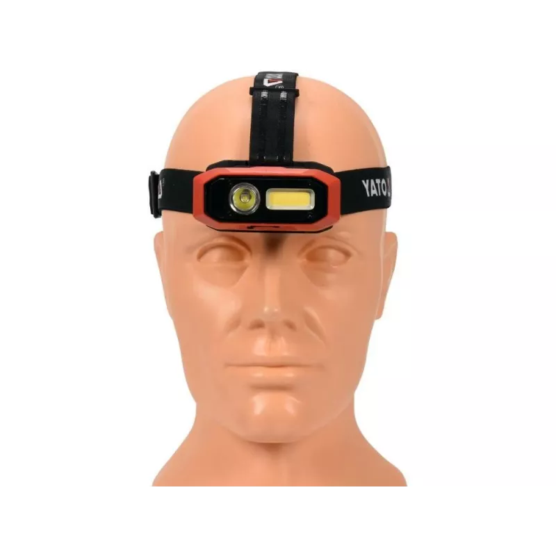 Yato YT-08594 COB LED Werkstattleuchte mit Magnetfuß und Schwenkhaken, 200 lm, 3x AA, Schwarz/Rot