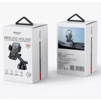 YESIDO 15W Saugnapf Auto Wireless Ladehalterung Schwarz