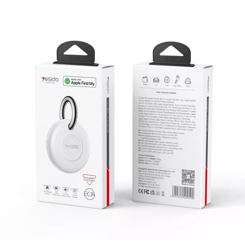 YESIDO GPS Tracker Kompakt mit Apple Wo ist? - Weiß