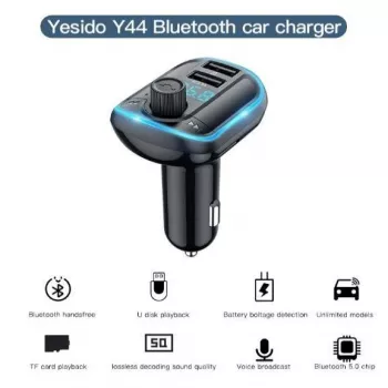 YESIDO Y44 MP3-Player Bluetooth Auto-Ladegerät mit QC3.0, LED-Display, Freisprecheinrichtung, Schwarz