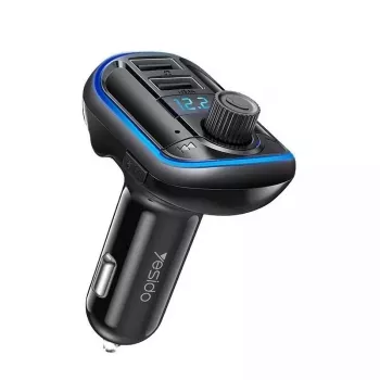 YESIDO Y44 MP3-Player Bluetooth Auto-Ladegerät mit QC3.0, LED-Display, Freisprecheinrichtung, Schwarz
