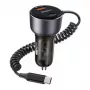 YESIDO Y56 60W Schnelllade-Autoladegerät mit USB-C und USB-A, PD 3.0 und QC 3.0, Grau