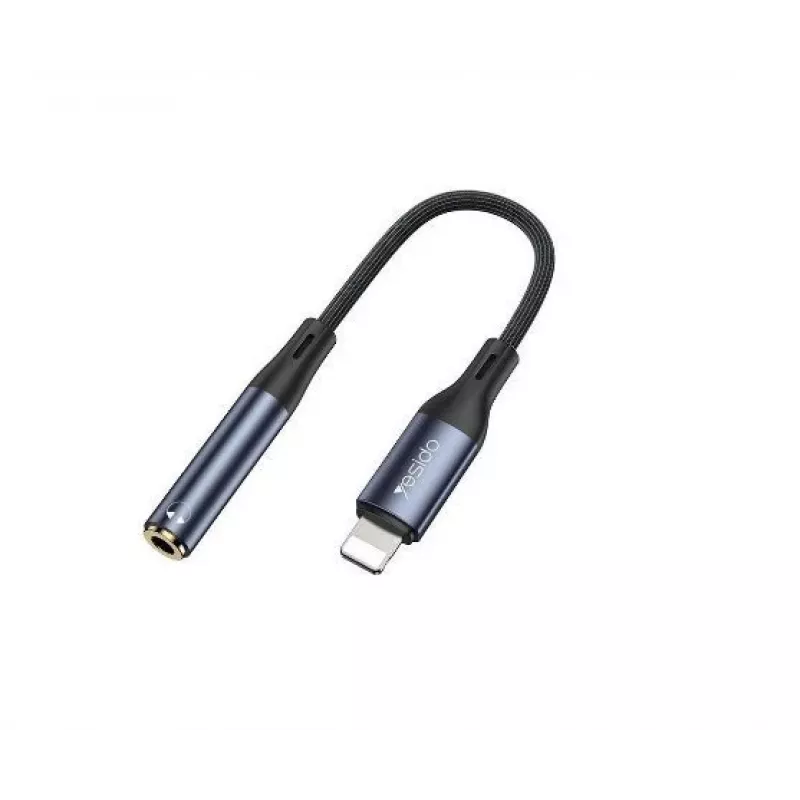 YESIDO YAU37 Lightning auf 3,5 mm Audio-Adapterkabel, Nylon geflochten, Aluminiumlegierung, Schwarz, 12 cm