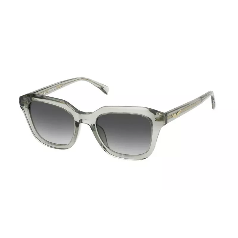 ZADIG & VOLTAIRE SZV364-5009RM Unisex Rechteckige Sonnenbrille - Schwarzer Acetatrahmen, Graue Verlaufsgläser - 50/17/140 mm