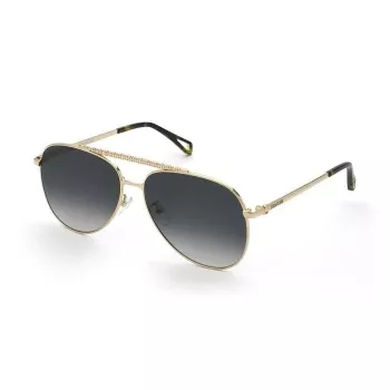 ZADIG & VOLTAIRE SZV415-600300 Herren Rechteck-Sonnenbrille, Schwarzer Rahmen, Graue Gläser, 60/17/140 mm