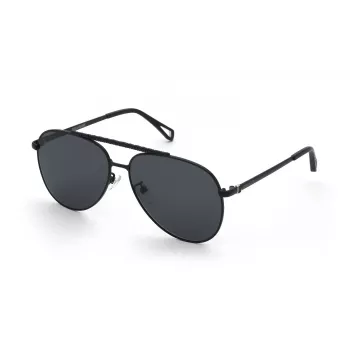 ZADIG & VOLTAIRE SZV415-600531 Unisex eckige Sonnenbrille, schwarzer Acetatrahmen, graue Polycarbonatgläser, UV400-Schutz