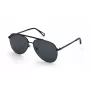 ZADIG & VOLTAIRE SZV415-600531 Unisex eckige Sonnenbrille, schwarzer Acetatrahmen, graue Polycarbonatgläser, UV400-Schutz