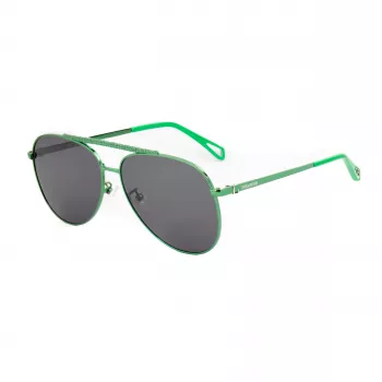 ZADIG & VOLTAIRE SZV415-600G09 Damen Rechteck-Sonnenbrille - Schwarzer Acetatrahmen, Graue Polycarbonat-Gläser, UV400-Schutz