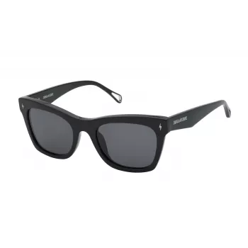 ZADIG & VOLTAIRE Damen Rechteckige Sonnenbrille SZV373-530700 Schwarz/Grau 53mm