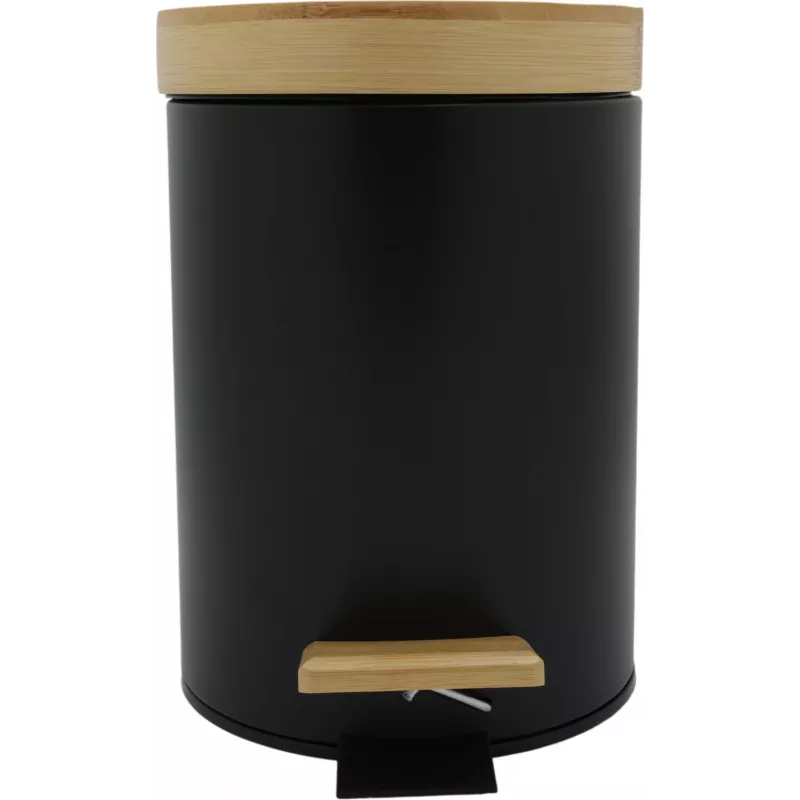 Zeller 18910 Bambusdeckel 3L Soft-Close Tretmülleimer, Mattschwarz
