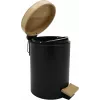 Zeller 18910 Bambusdeckel 3L Soft-Close Tretmülleimer, Mattschwarz