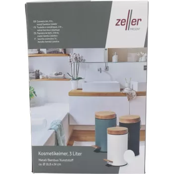 Zeller Kosmetik-Tretmülleimer 3,0 L Bambus, Weiß (18908)