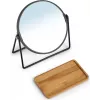 Zeller Present 18738 freistehender runder Make-up-Spiegel, doppelseitig 1x/3x Vergrößerung, Schwarz