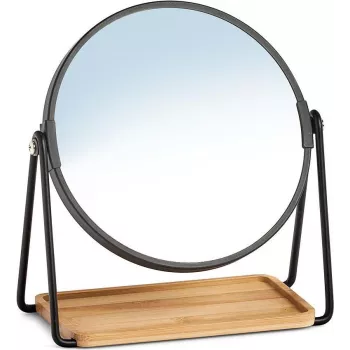 Zeller Present 18738 freistehender runder Make-up-Spiegel, doppelseitig 1x/3x Vergrößerung, Schwarz