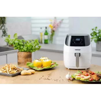 Zelmer ZAF5501W Heißluftfritteuse ohne Öl, 5L, 1500W, Digitales Touchpanel, Weiß