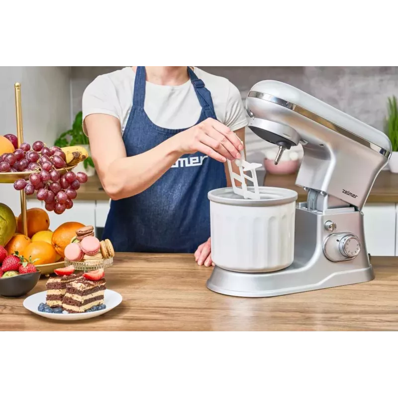 Zelmer ZKR1360 Küchenmaschine – 1300 W, 5,5-L-Schüssel, Planetenrührwerk, Schwarz/Silber