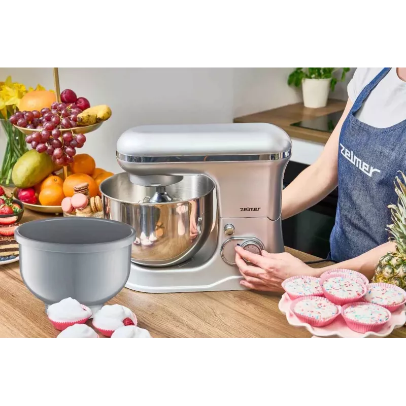 Zelmer ZKR1360 Küchenmaschine – 1300 W, 5,5-L-Schüssel, Planetenrührwerk, Schwarz/Silber