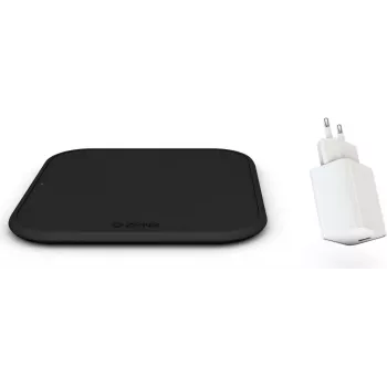 Zens Einzelnes Kabelloses Ladegerät Combi Pack USB - Qi-zertifiziertes 10W Schnellladepad mit 12W Netzteil, Schwarz