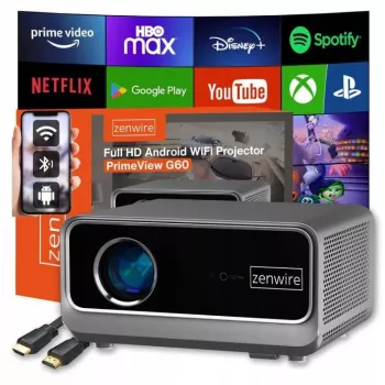 ZENWIRE G60 Tragbarer Android Google TV Projektor Full HD 4K 39000 Lumen WiFi Smart