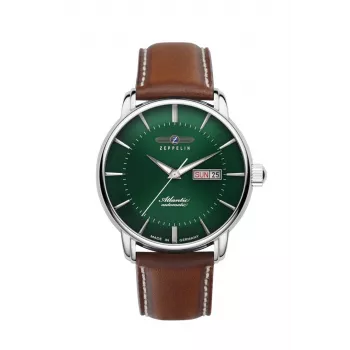 Zeppelin Atlantic 84664 Automatikuhr, 40 mm, schwarzes Zifferblatt, braunes Lederarmband