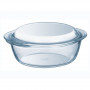 PYREX Essentials Glas-Auflaufform mit Deckel, 2,1L, rund, Borosilikatglas, transparent, Ø19cm