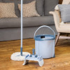 YORK Rotary MOP SPECIAL Bodenreinigungsset mit Fußpedal-Wringer, 12L Eimer, Teleskopstiel, 2 Mikrofaser-Köpfe
