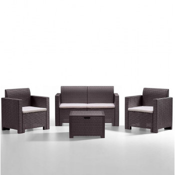 BICA Gartenmöbel-Set Nebraska 2 Braun – 2 Sessel & Couchtisch, Rattan-Optik, UV-beständig