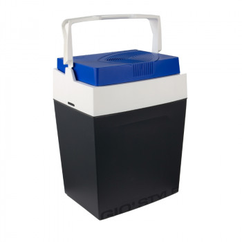 GIOSTYLE Brio 30 Elektrische Kühlbox 12/230V 30L Thermoelektrische Kühlbox Dunkelgrau mit Rot/Blauen Akzenten