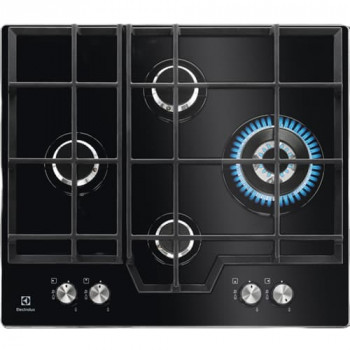 Electrolux KGG6456K 60 cm Einbau-Gaskochfeld mit 4 Brennern, schwarzes Glas