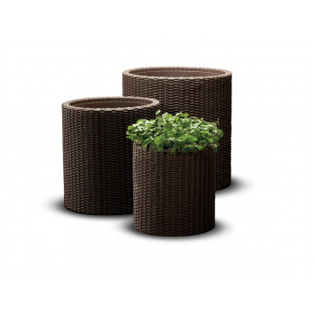 KETER Blumentopf-Set Zylinder Pflanzgefäße S+M+L braun