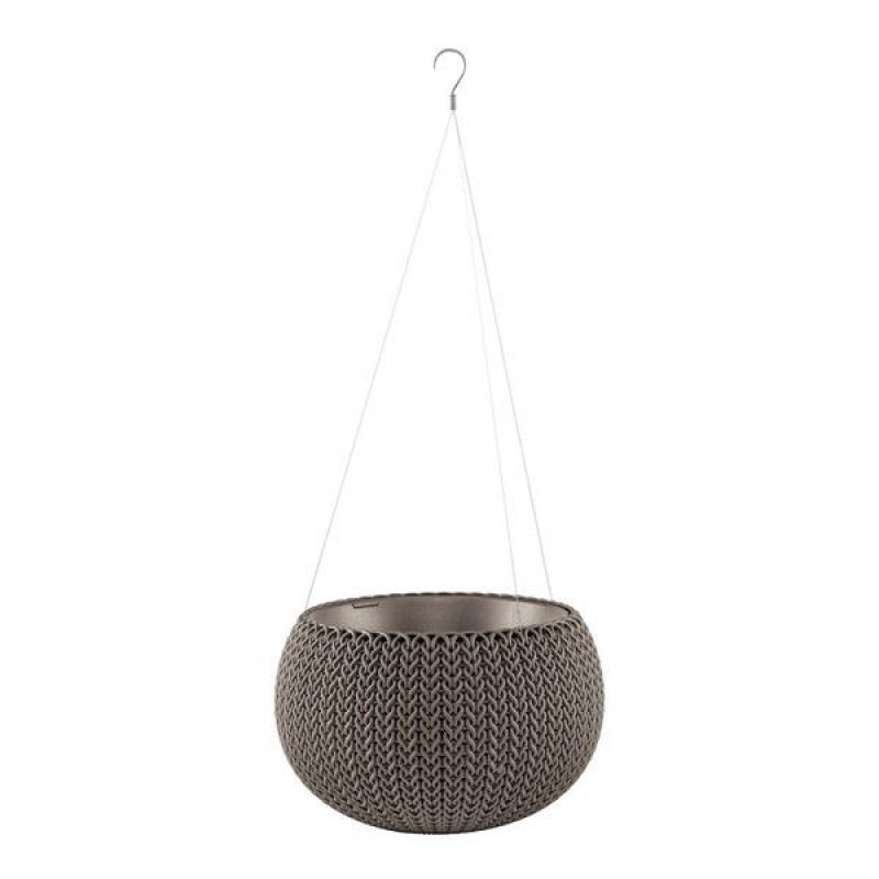 KETER Blumentopf Cozy S mit Hänge-Set braun