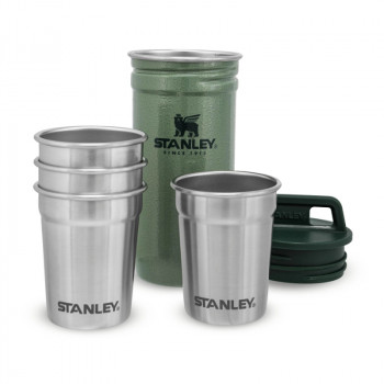 STANLEY Vodka Glas-Set Adventure, 4 Gläser 59mL mit Aufbewahrungsrahmen grün