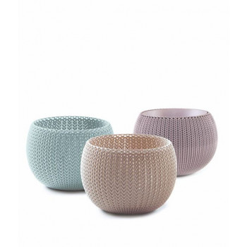 KETER Blumentopf-Set Cozies Trio lila/beige/hellblau