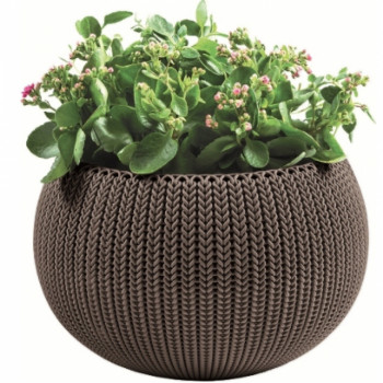KETER Blumentopf Cozy M mit Hänge-Set braun