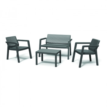 KETER Gartenmöbel-Set Emily Patio Set mit Polstern grau/hellgrau