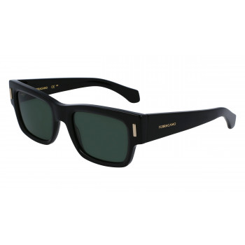 Ferragamo Herren SF2011S-001 Rechteckige Sonnenbrille, Schwarzes Gestell, Graue Gläser, 53mm