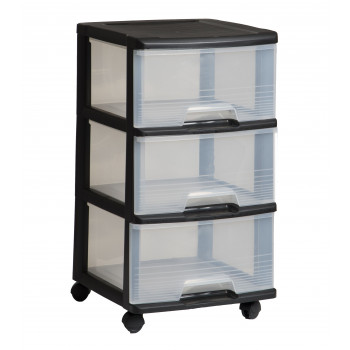 CURVER 3 Schubladen-System 20L Schubladen-System 37x39x61cm schwarz/transparent